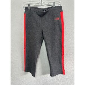The North Face Womens Gray Athletic Capri Leggings Bright Orange Trim M